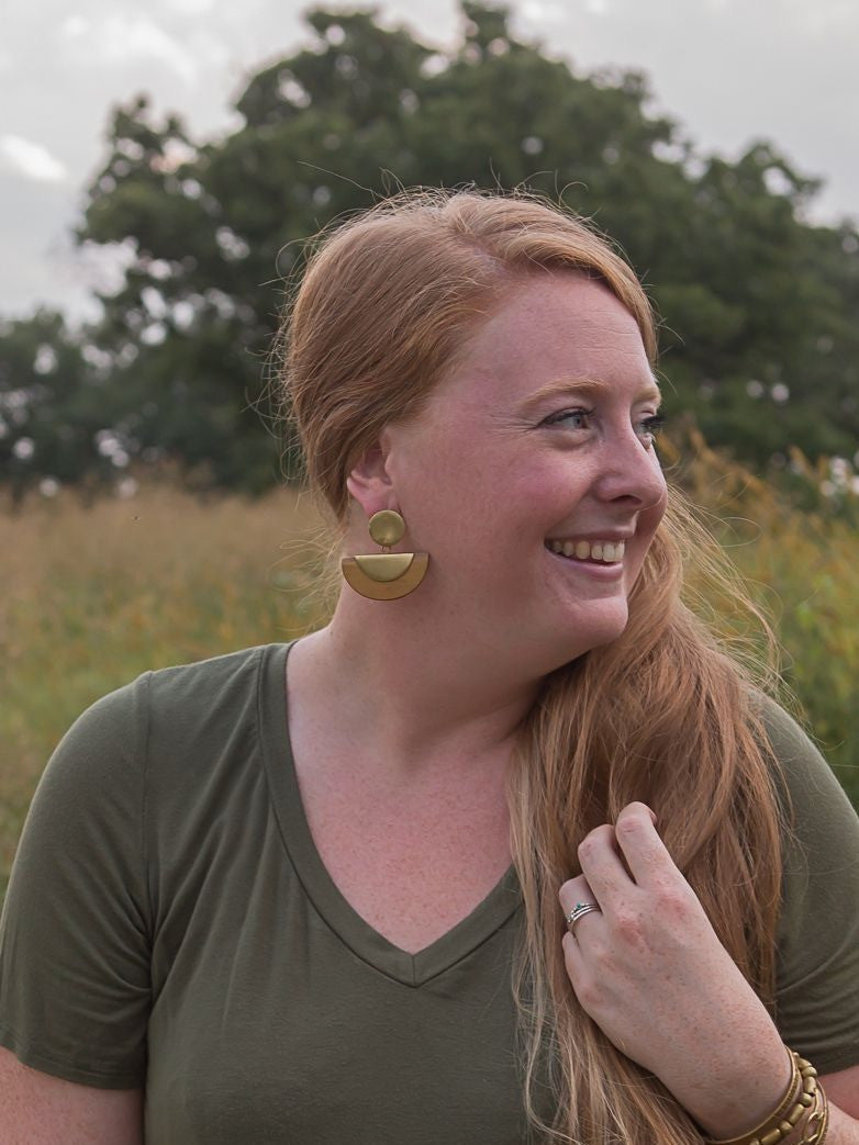 Chord Geometric Wood Studs - Brass