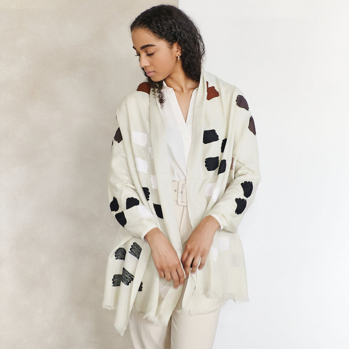 Dahlia Hand Embroidered Hand Woven Scarf