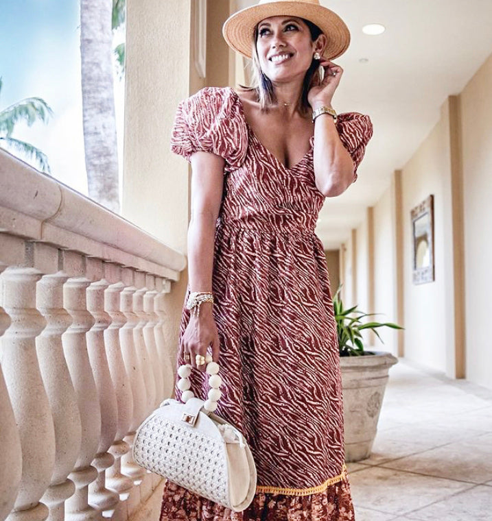 THE ISABELLA White & Cream Rattan Woven Handbag