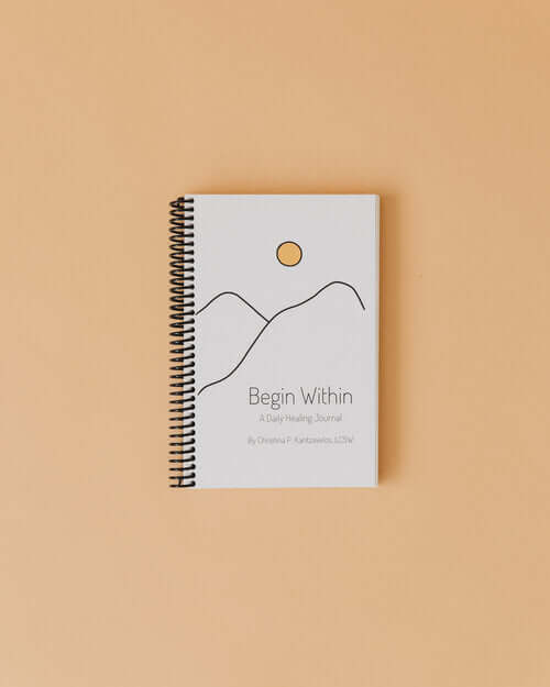 Begin Within Eco-friendly Healing Journal, spiral bound, for chronic and mental illness management with gratitude focus.