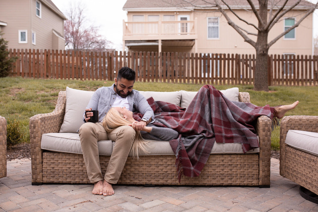 Estancia Alpaca Blend Throw - Grey / Wine