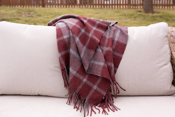 Estancia Alpaca Blend Throw - Grey / Wine