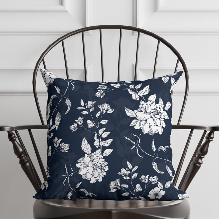 Navy Floral Pillow in Pembroke