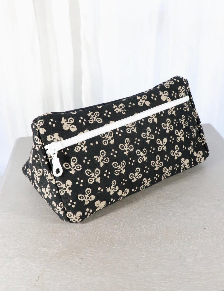Black Toiletry Bag | Dots or Floral