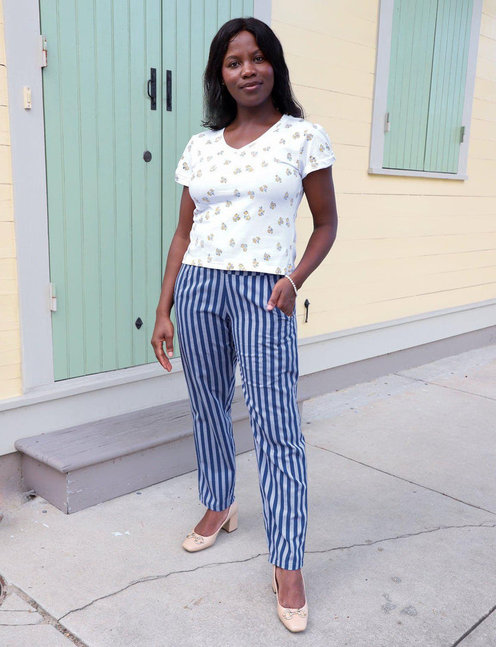 Blue Bayou Striped Organic Cotton Pants