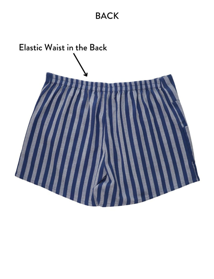 Blue Bayou Striped Organic Cotton  Shorts
