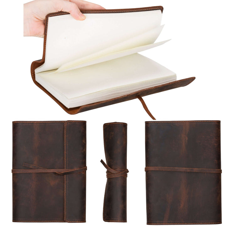 Broomfield Handcrafted Leather Journal Cover with strap, showcasing elegance and craftsmanship in genuine leather, by TORONATA.