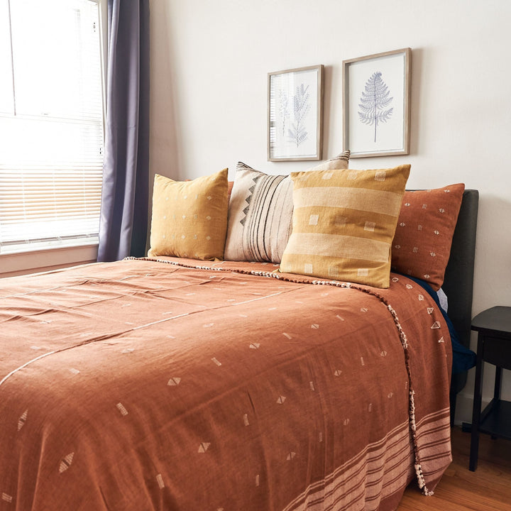 Chokor Nira Ochre Organic Cotton Handloom Pillow