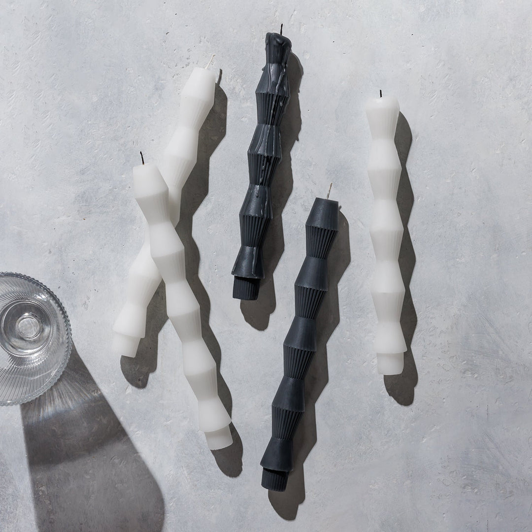 Charcoal  Geometric Pillar Candle (Set of 2)