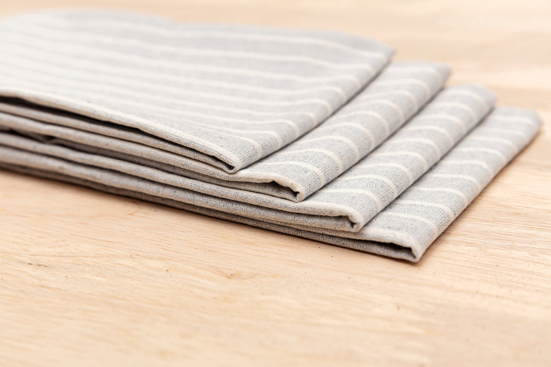 Cloth Napkins - Grey Striped and Natural Striped