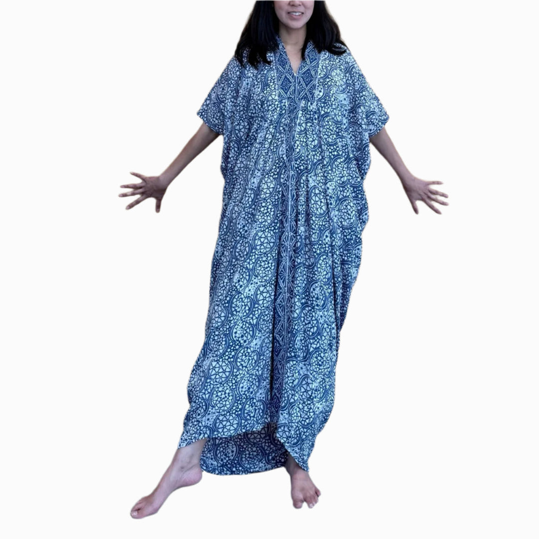 Hand Dyed Batik Kaftan Dress 100% Soft Cotton Material, Maxi, Long, Stone Dress, Caftan