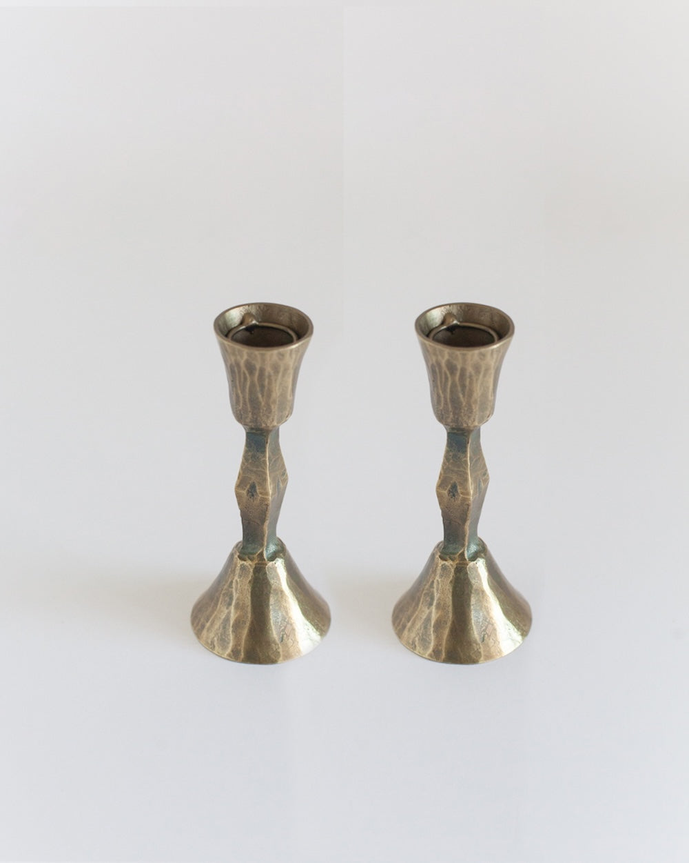S/2 Low Diamond Candlestand - Brass Finish
