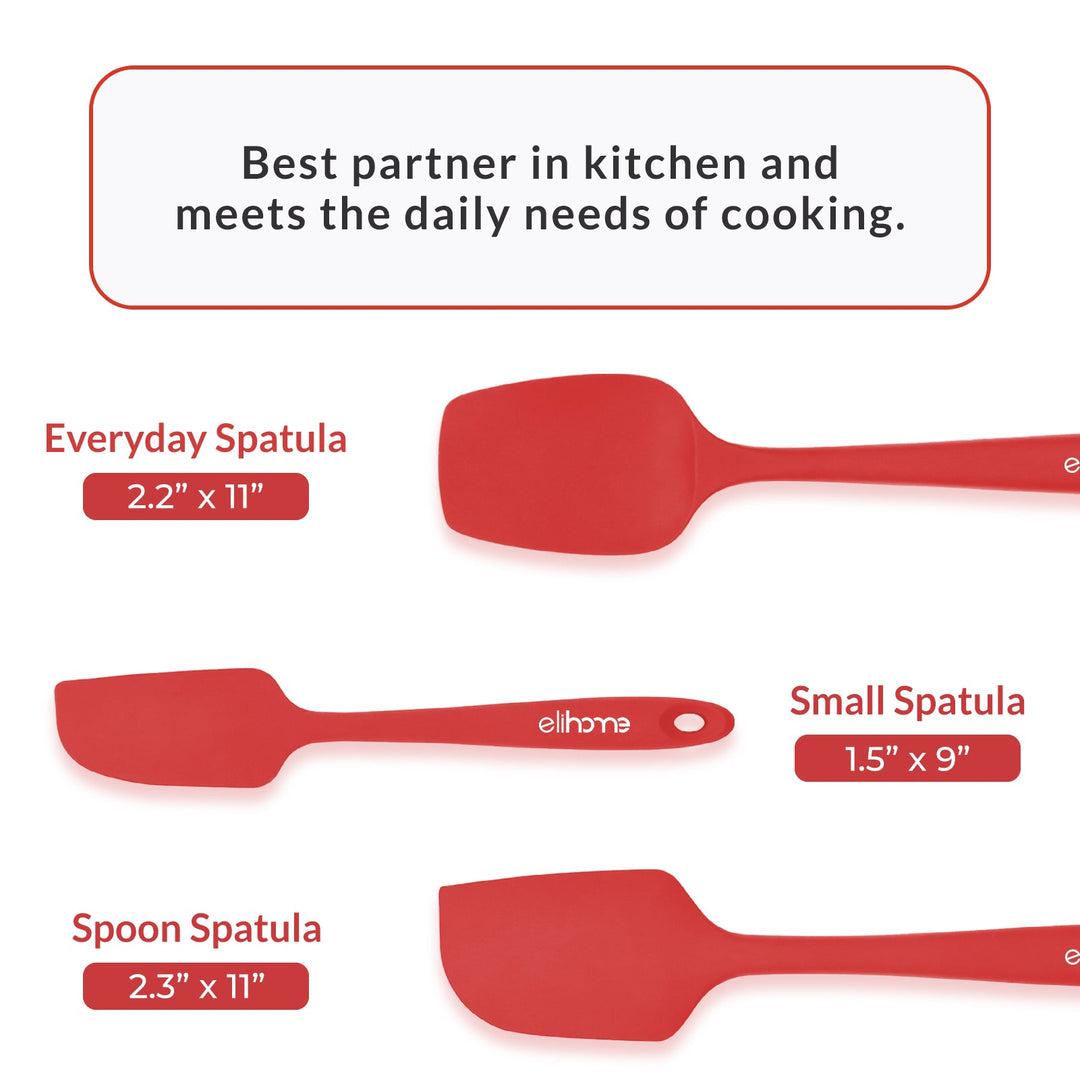 3 Piece Silicone Spatula Set - Red