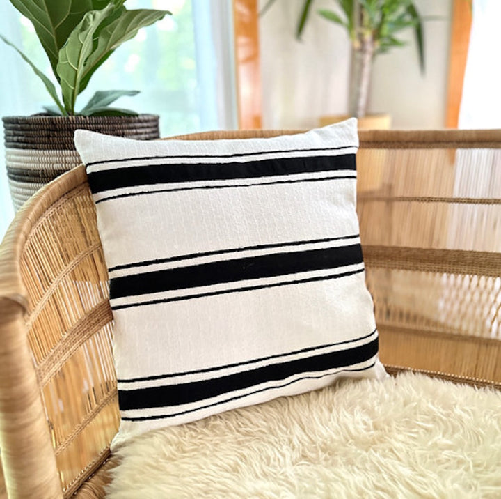 Striped White Sadza Pillow