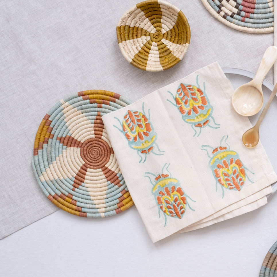 Hand Block Printed Napkin - Vernal Jewel Bug