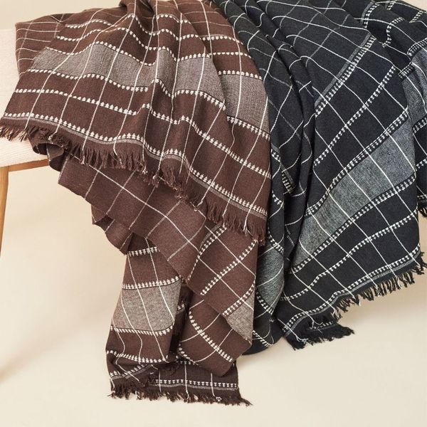Treacle Checks Pattern Hand spun Organic Cotton Handloom Throw