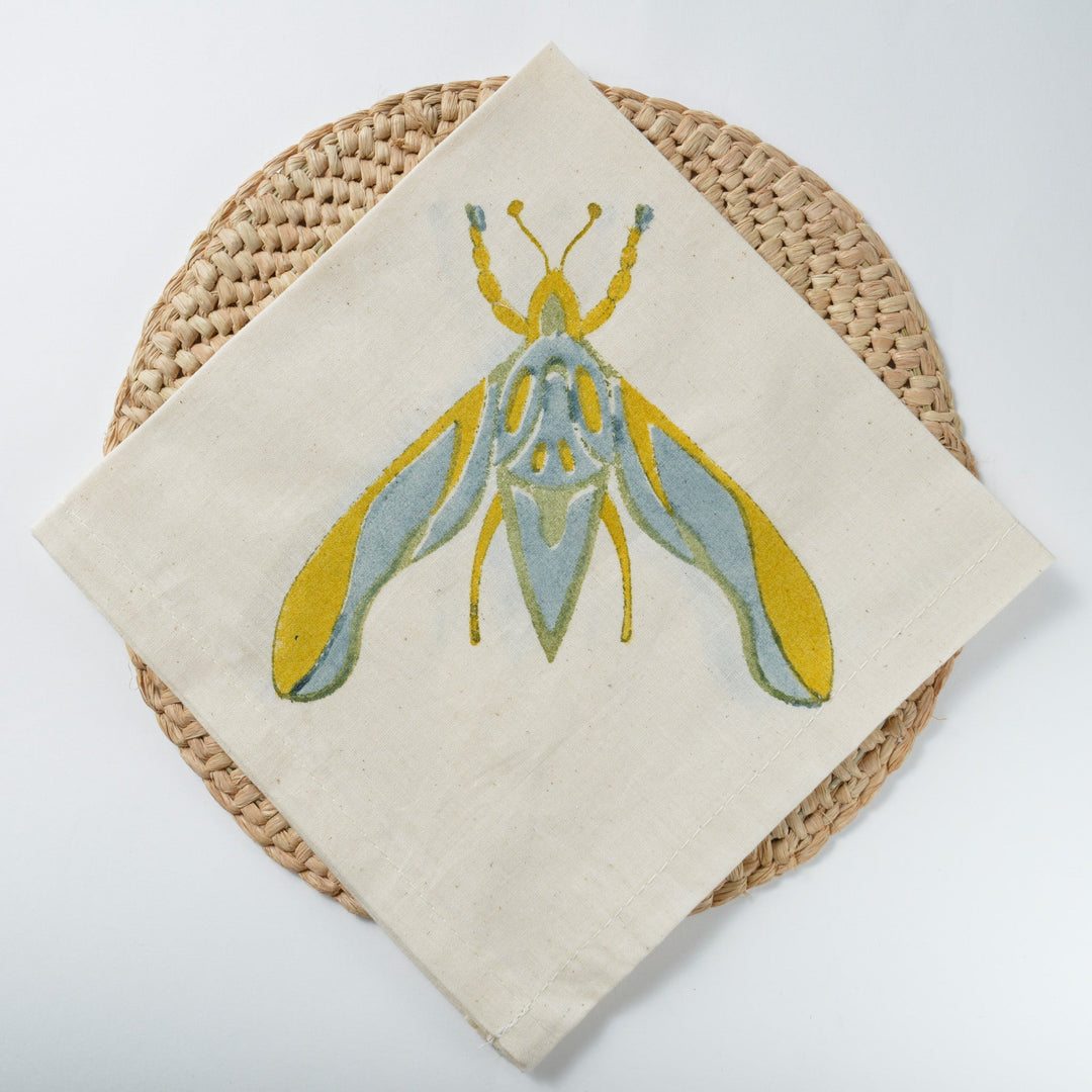 Hand Block Printed Napkin - Dawn Elephant Moth
