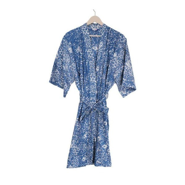 Handmade Batik Robe / Kimono | Blue Stone, Hand Dyed, 100% Cotton