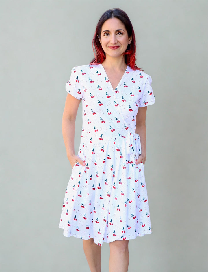 Cherry Organic Wrap Dress