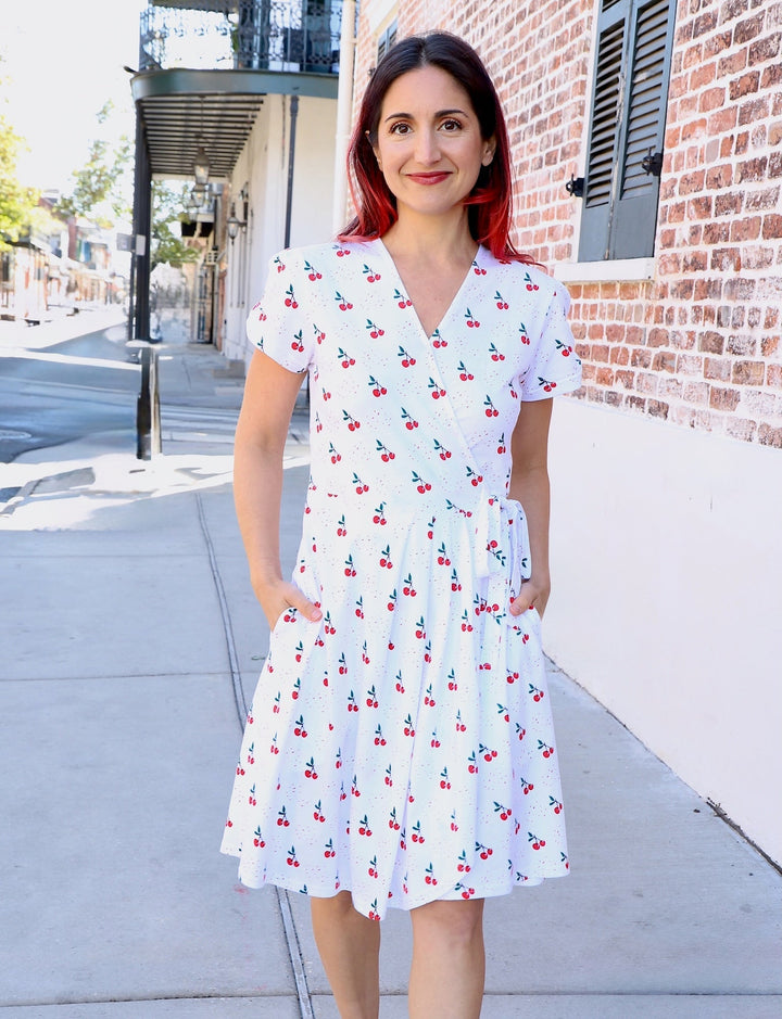 Cherry Organic Wrap Dress