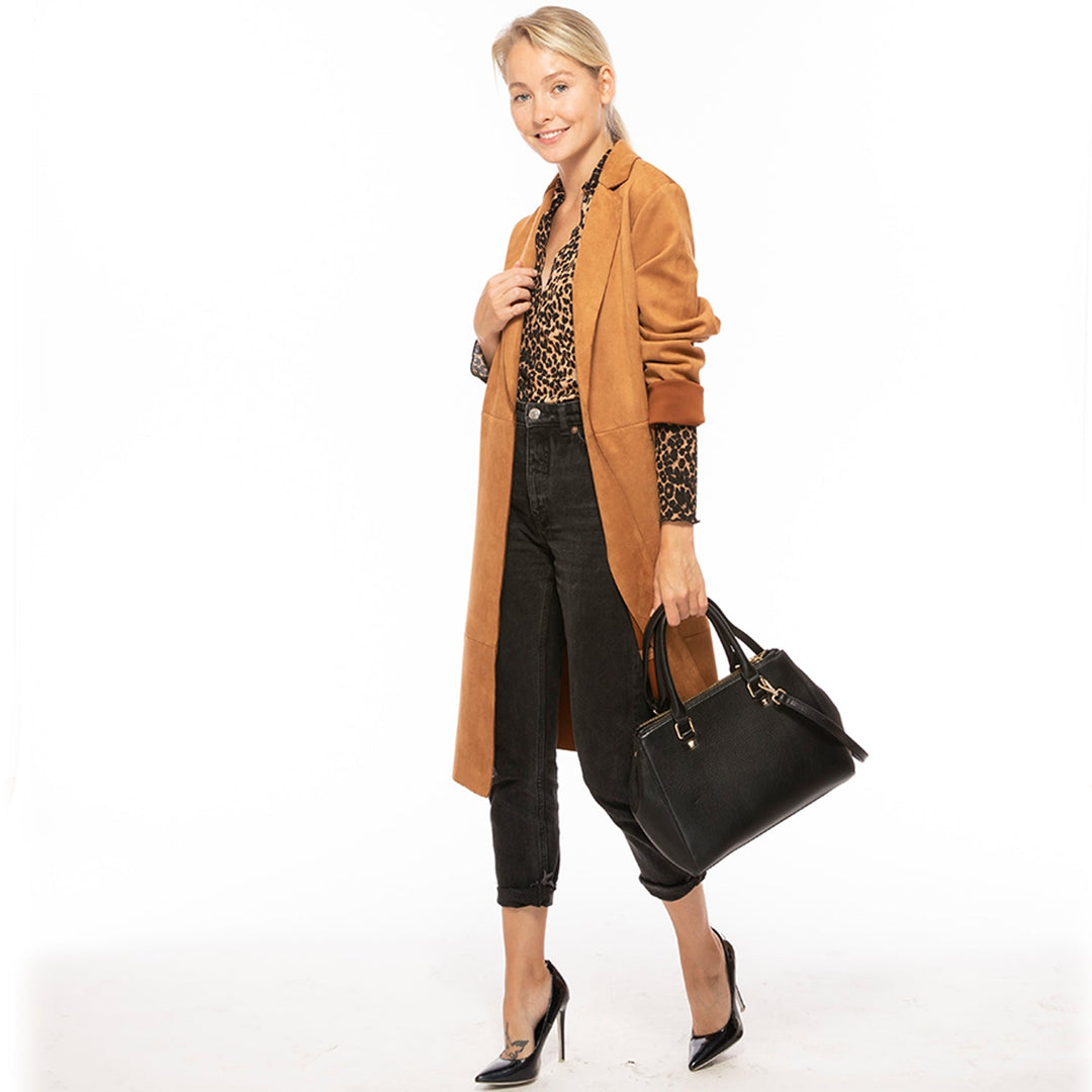 Leather Satchel Bag - Black
