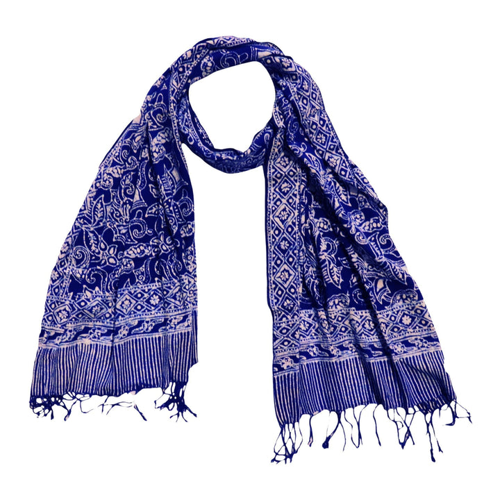 Handmade Batik Scarf | Cotton | Wings, Blue