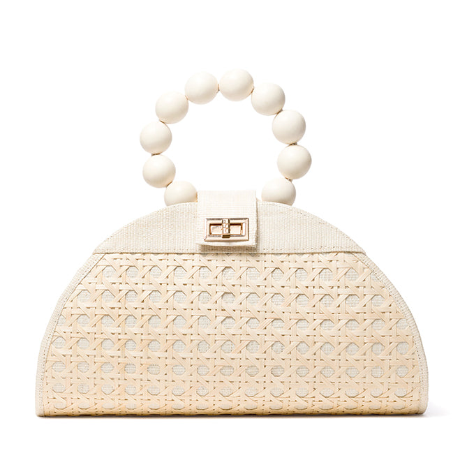 THE ISABELLA White & Cream Rattan Woven Handbag