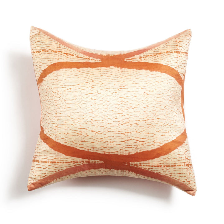 Arc Coral Hand Crafted Shibori Print Mulberry Silk Pillow