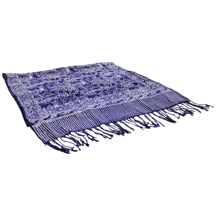 Handmade Batik Scarf | Cotton | Wings, Blue