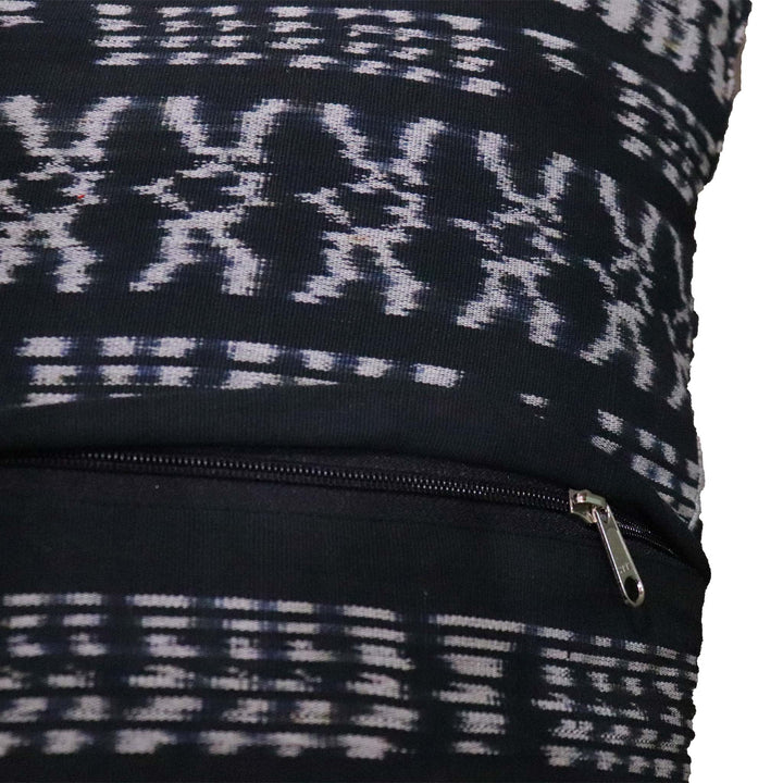 Handwoven Ikat Pillow Cover, Heritage Fire, Black and Orange, Cushion