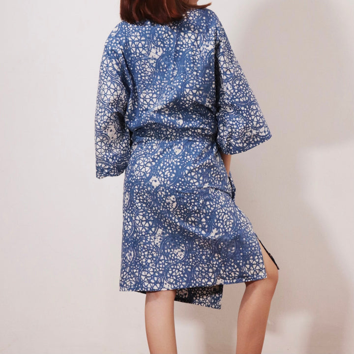 Handmade Batik Robe / Kimono | Blue Stone, Hand Dyed, 100% Cotton