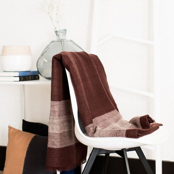 Plush Maroon Plush Merino Queen Bedspread / Large Throw