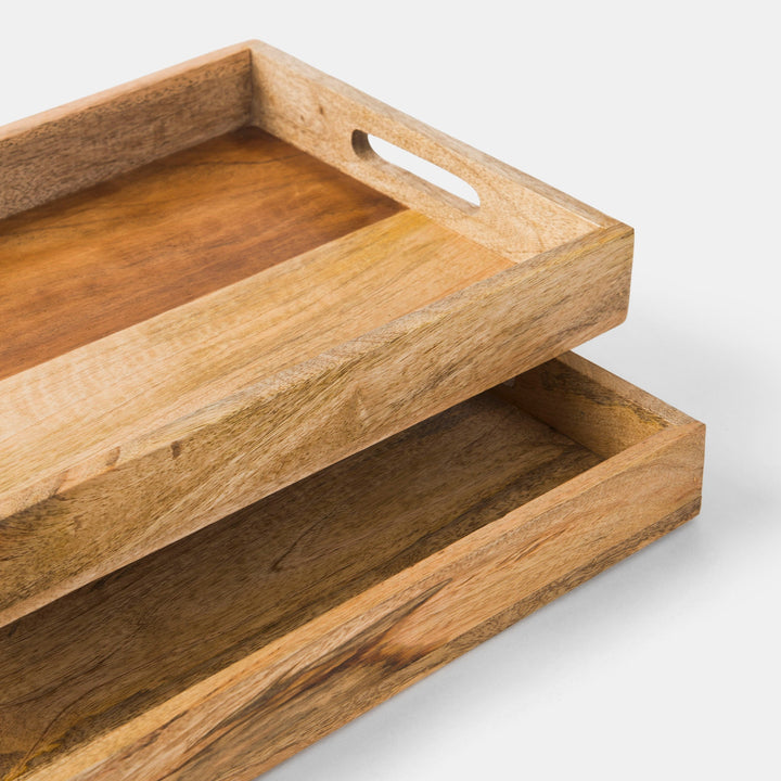 Rustic Elegance Two-Tone Serving Tray Set