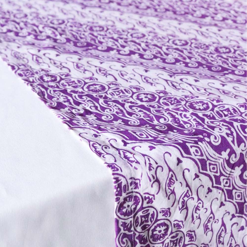 Batik Table Runner, Purple Blade, Hand Dyed, 100% Cotton