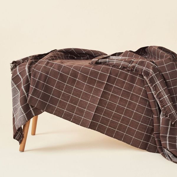 Treacle Checks Pattern Hand spun Organic Cotton Handloom Throw