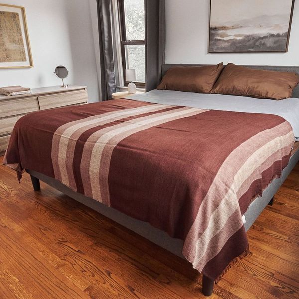 Plush Maroon Plush Merino Queen Bedspread / Large Throw