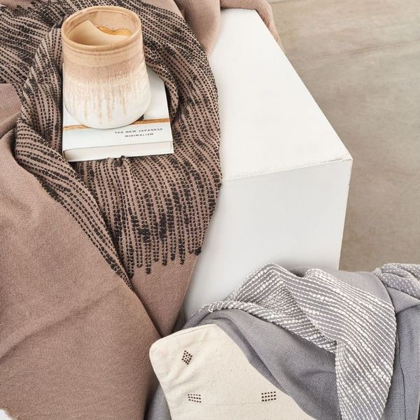Flo Brown Merino Textured Handloom Throw