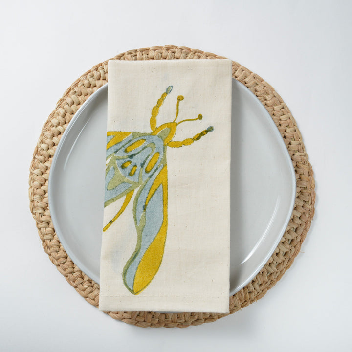 Hand Block Printed Napkin - Dawn Elephant Moth