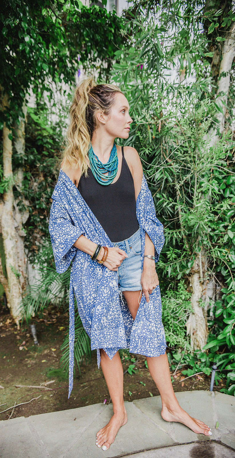 Handmade Batik Robe / Kimono | Blue Stone, Hand Dyed, 100% Cotton