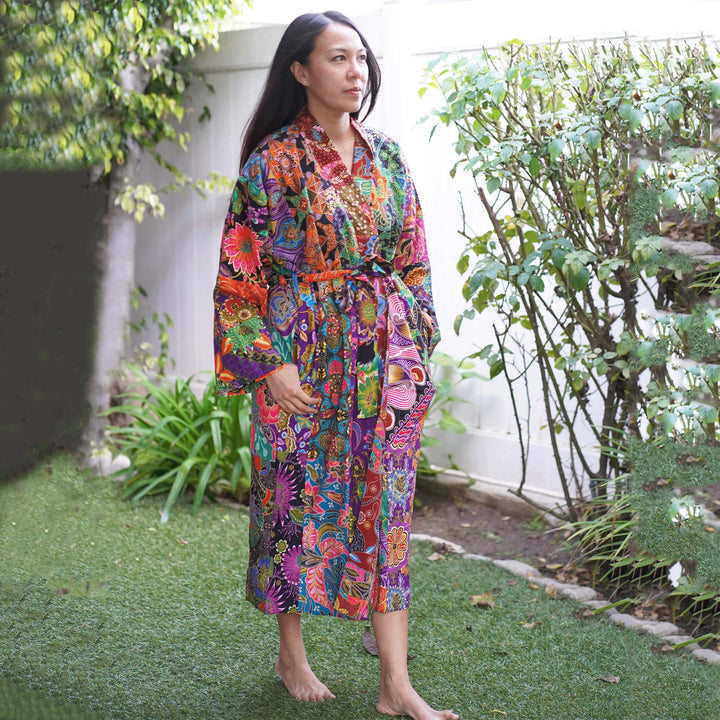 Handmade Long Thick Quilted Robe/ Kimono