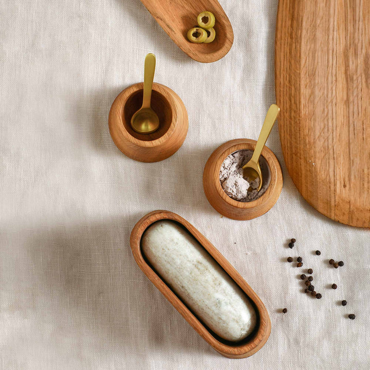 Belfort Oak Mortar and Marble Pestle
