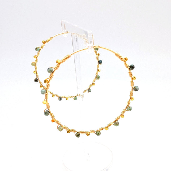 African Turquoise Hoops 18K real gold-plated hoops