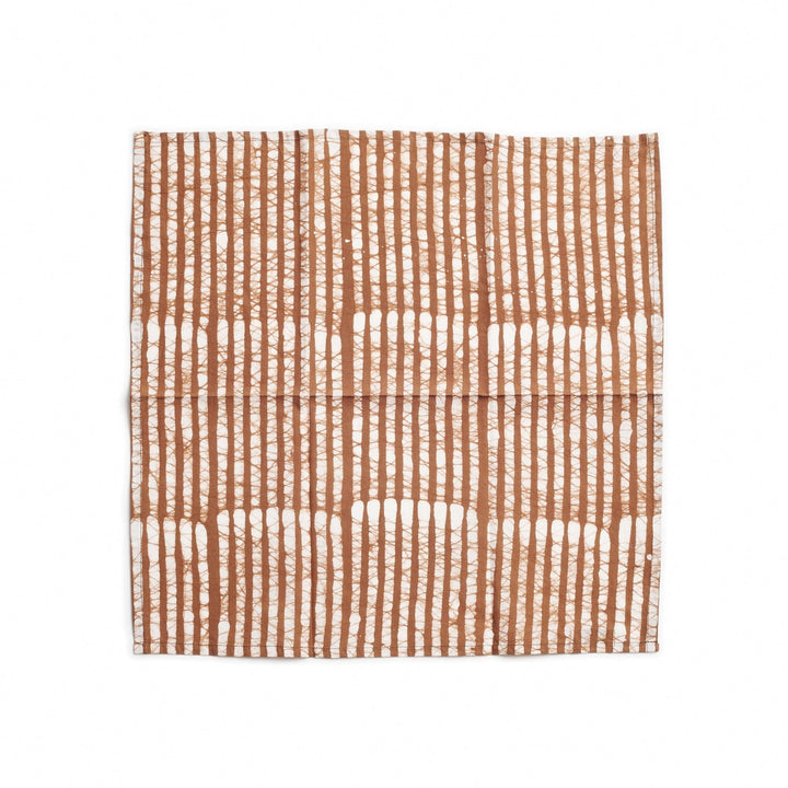 Oak Brown Stripes Wax Block Print Cotton Table Napkin ( set of 4 )
