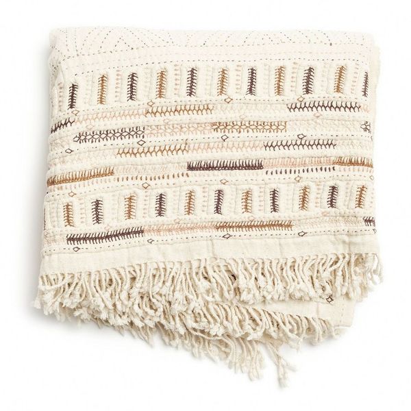 Unah Fully Hand Embroidered Handwoven Organic Cotton Throw