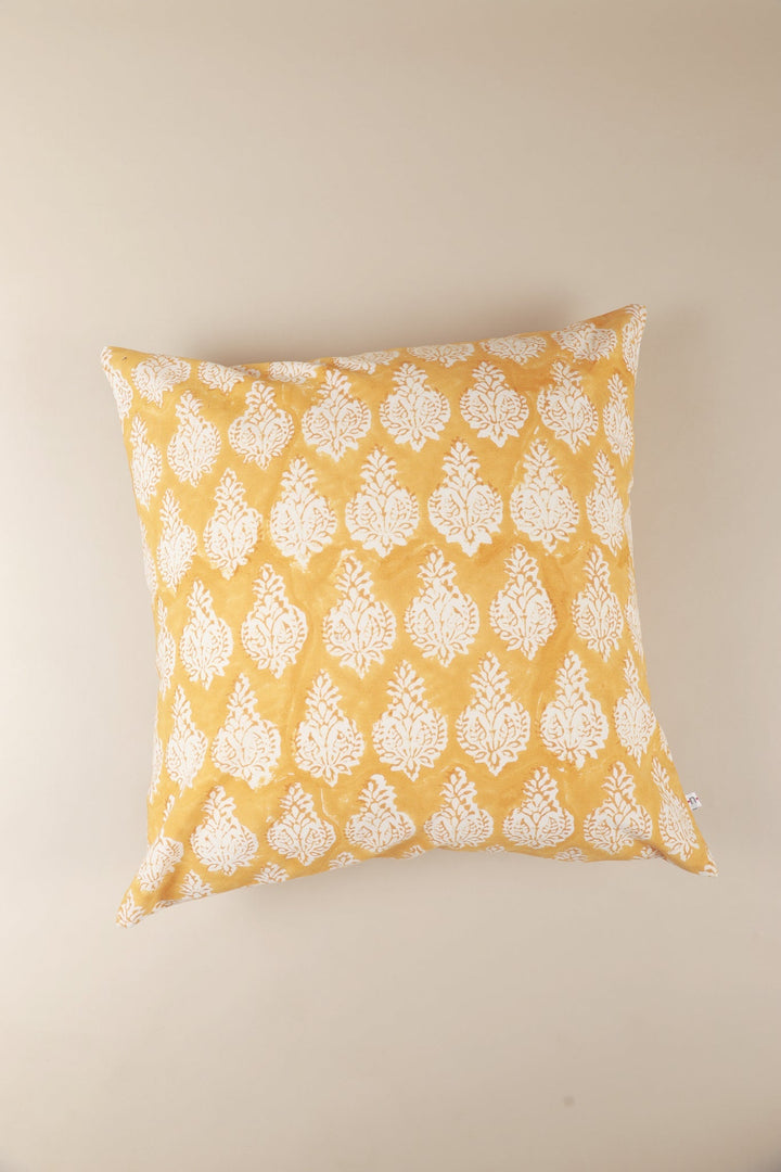 Golden Sunrise Hand Block Print Pillow