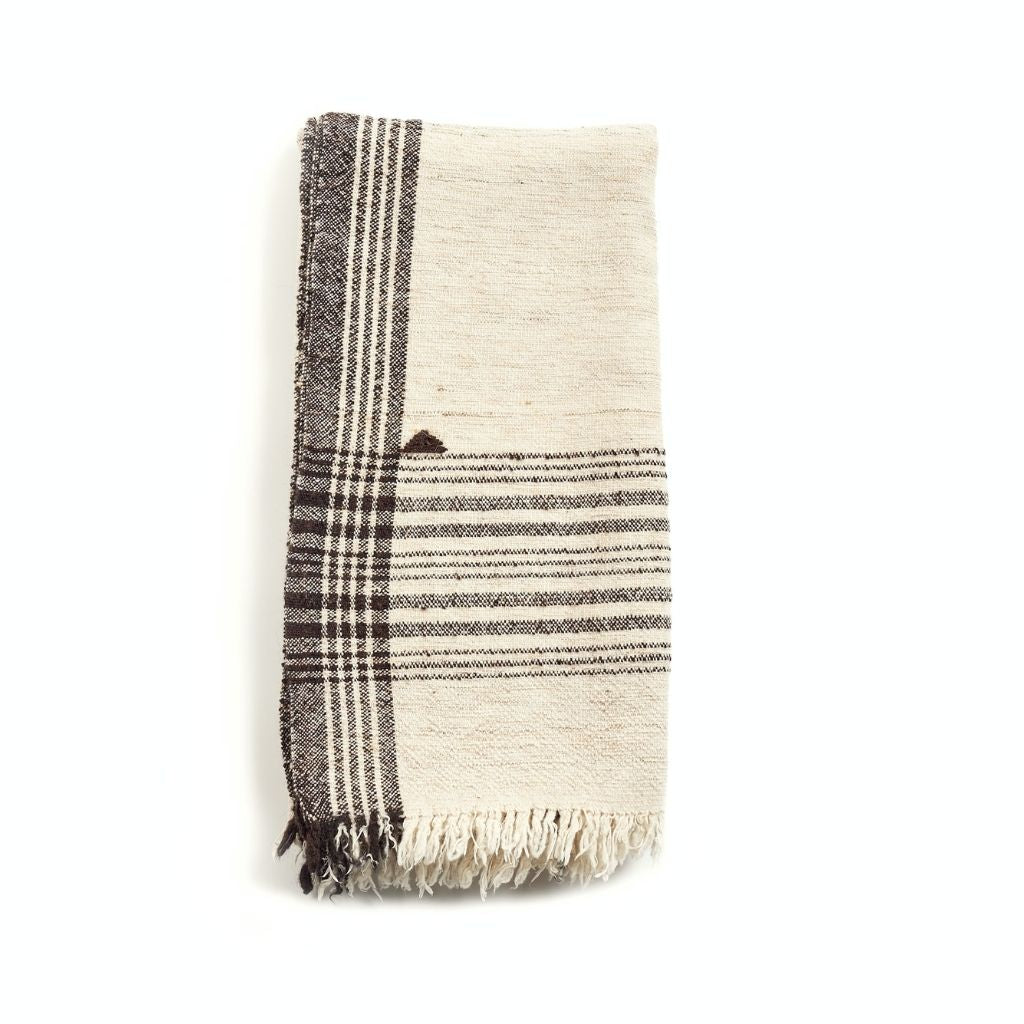 Seytu White  Striped Gently Textured Handloom Throw