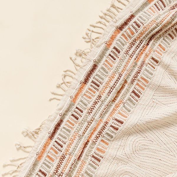 Unah Fully Hand Embroidered Handwoven Organic Cotton Throw