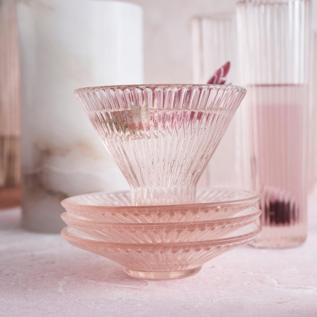Pressed Pink Glass Small Plates - Set of 6