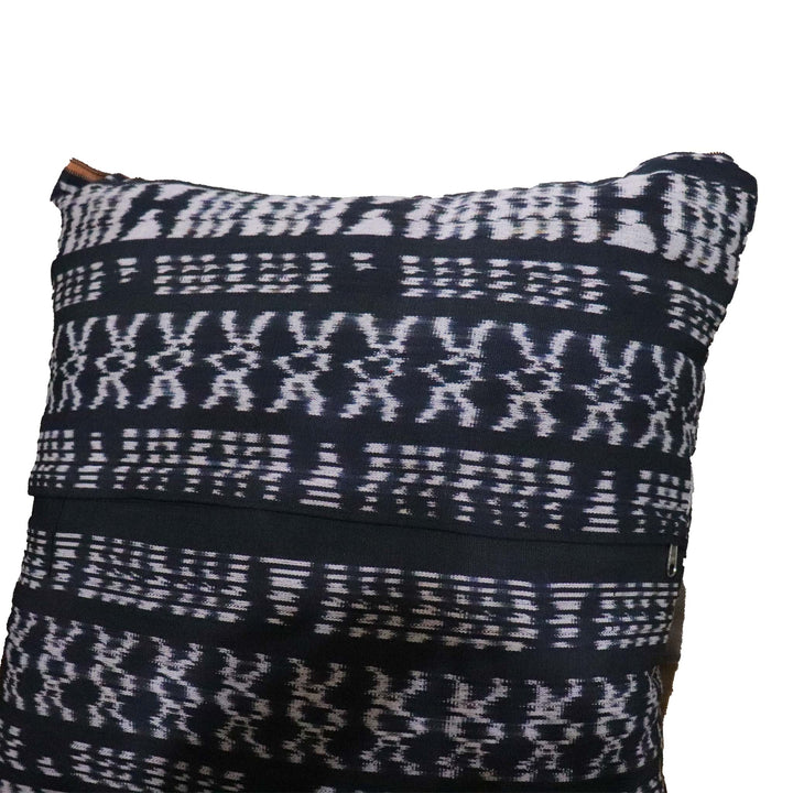 Handwoven Ikat Pillow Cover, Heritage Fire, Black and Orange, Cushion