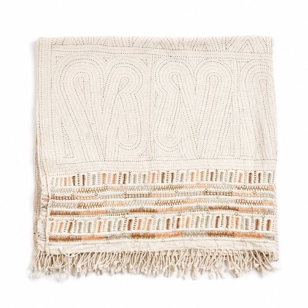Unah Fully Hand Embroidered Handwoven Organic Cotton Throw